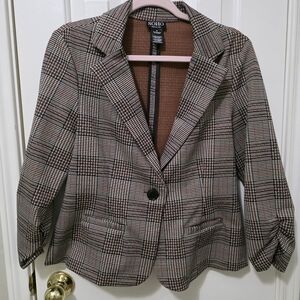Soho Women's Checkered Blazer - Black and Brown
